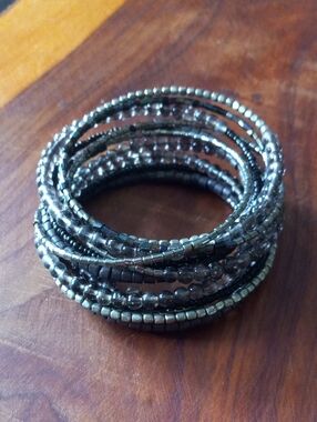 Bohemian Gunmetal Grey Multi-Strand Beaded Wrap Bracelet